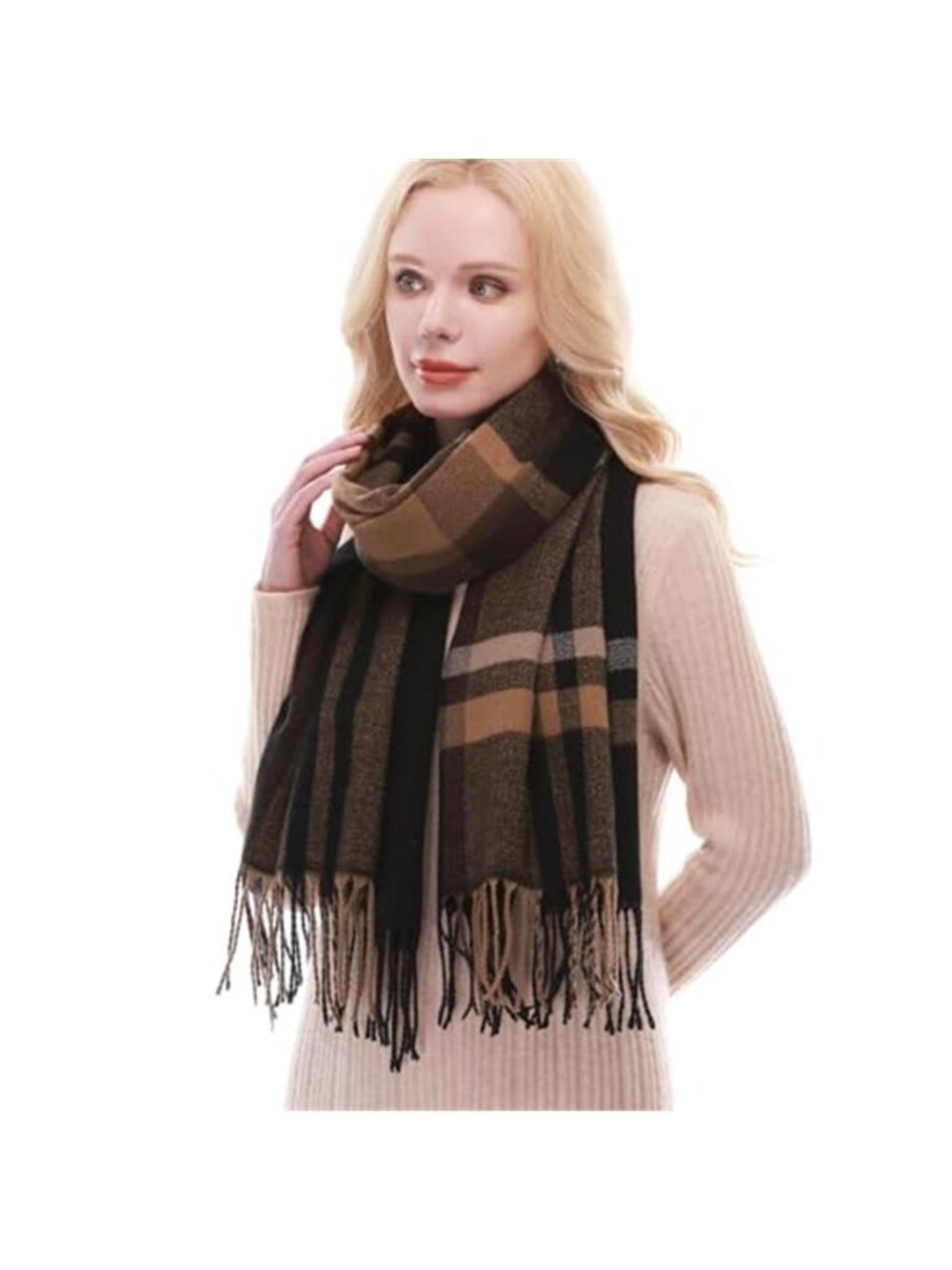 Plaid Scarf for Women Fall Winter Pashmina Scarves Wraps for Cold Weather Warm